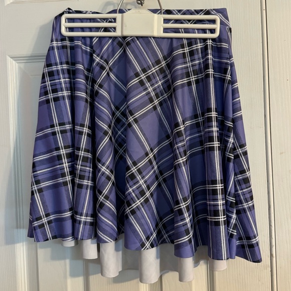 TARTAN LAVENDER POCKET SKATER SKIRT - Picture 1 of 5